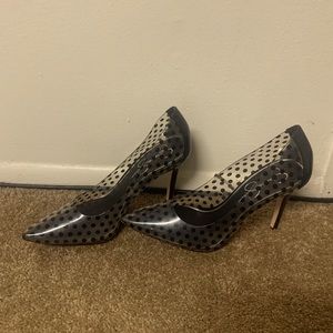 Jessica Simpson  used clear vinyl upper pixera pumps